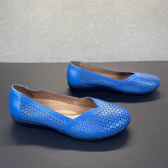 Dansko Women's Neely Perforated Leather Blue Loafers Flats Size 38,Casual - Picture 4 of 16